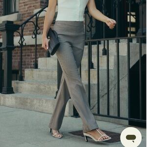 Meshki Sweeney Mid Rise Buckle Straight Leg Pant - Tan Check